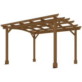 10' x 12' Wood Pergola, Outdoor Gazebo Grape Trellis with Arched Roof for Climbing Plant Support, Dark Brown 10' x 12' Wood Pergola, Outdoor Gazebo Grape Trellis with Arched Roof for Climbing Plant Support, Dark Brown