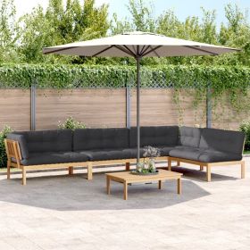 Pallet Sofa Set Anthracite Solid Acacia Wood Extra Large Modular Pallet Sofa Set Anthracite Solid Acacia Wood Extra Large Modular